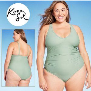 KONA SOL™ Sage Green V-Neck High Leg One Piece Swimsuit 🌴 NEW!!!